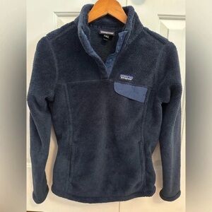 Patagonia Re-Tool Snap-T Fleece Pullover XS Navy Blue Sherpa